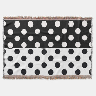 Couverture Noir Blanc demi-couleur fractionné en Pois Inverse