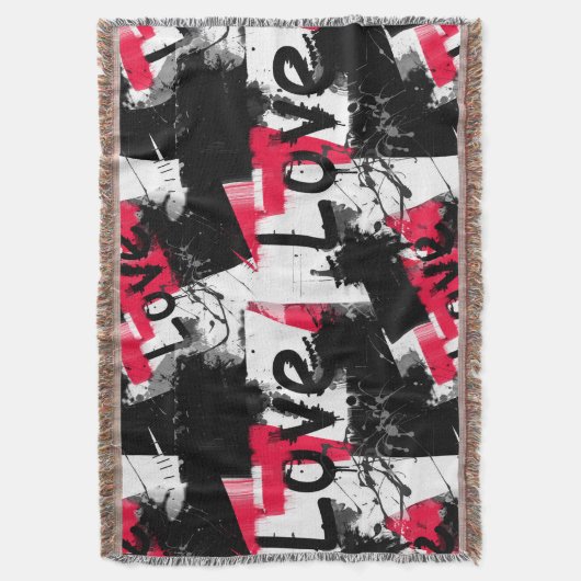 Couverture Noir et blanc avec taches rouges amour motif (devant Vertical)