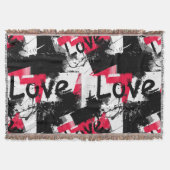 Couverture Noir et blanc avec taches rouges amour motif (Devant)