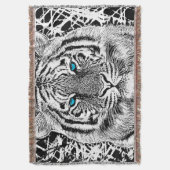Couverture Noir et Bleu Yeux Design Tiger (devant Vertical)