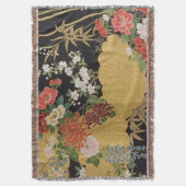 Couverture Noir et or traditionnel japonais Kimono floral (devant Vertical)