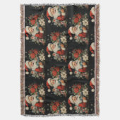 Couverture Noir Noël Saint Nicolas Père Noël Poinsettia (devant Vertical)