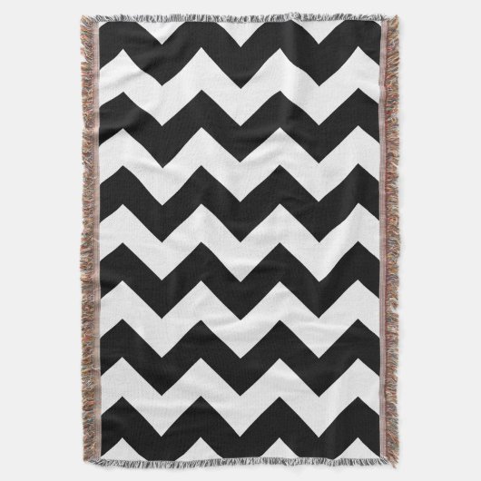 Couverture noire et blanche de jet de Chevron (devant Vertical)