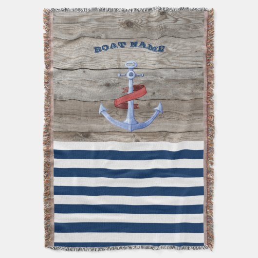 Couverture Nom de bateau nautique, Ancre Bleu marine Str (devant Vertical)