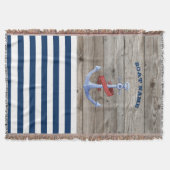 Couverture Nom de bateau nautique, Ancre Bleu marine Str (Devant)