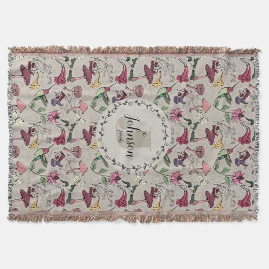 Couverture Nom de famille gris moderne Colibri & Fleurs (Devant)