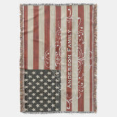 Couverture Nom de famille personnalisé Amérique Drapeau Bois  (devant Vertical)