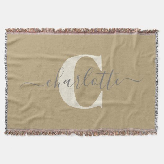 Couverture Nom Monogramme Moderne Et Design Or Tan (Devant)