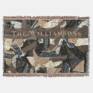 Couverture Nom personnalisé Aspect patchwork de rayures abstr