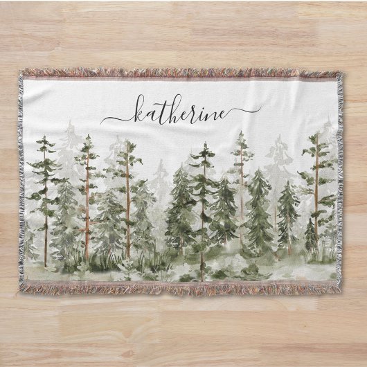 Couverture Nom personnalisé Forêt de pin rustique vert Pinède