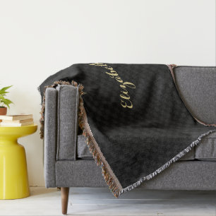 Couverture Nom personnalisé Motif moderne Black Check tissé