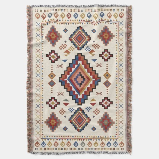 Couverture Nomade Confetti Désert – Tribal Marocain Vibrant (devant Vertical)