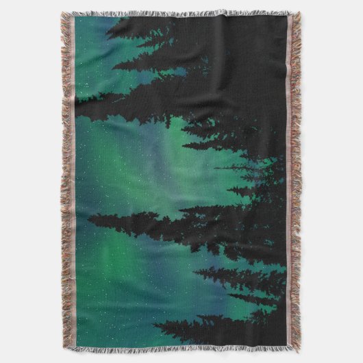 Couverture Northern Lights Green Night Sky Forest (devant Vertical)