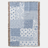 Couverture Nostalgique Indigo Faux Patchwork Throw Blanket (devant Vertical)