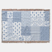 Couverture Nostalgique Indigo Faux Patchwork Throw Blanket (Devant)