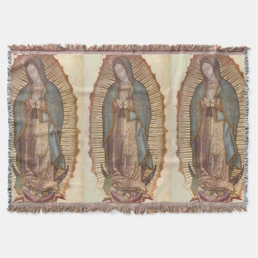 Couverture Notre Dame De Guadalupe Mur Suspendu Blanche (Devant)