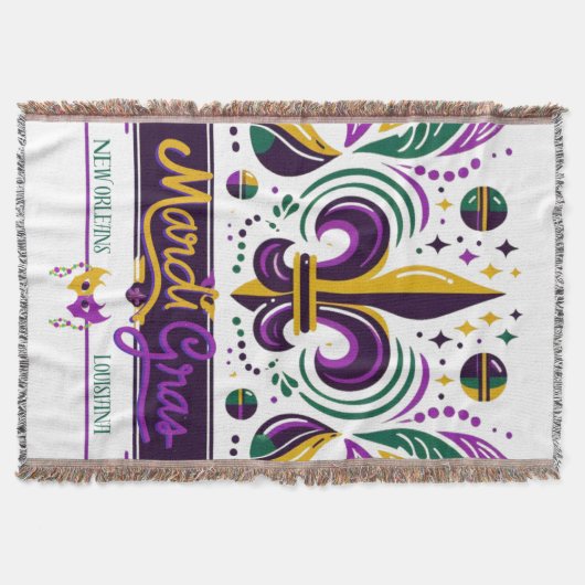 Couverture Nouvelle-Orléans Mardi Gras jaune violet vert (Devant)