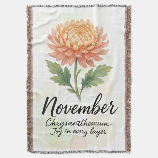 Couverture November Birth Month Throw Blanket – Chrysanthemum (devant Vertical)