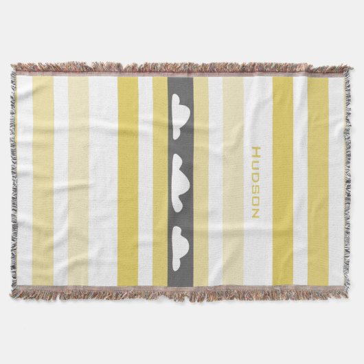 Couverture Nuages rayés Jaunes Personnalisés (Devant)