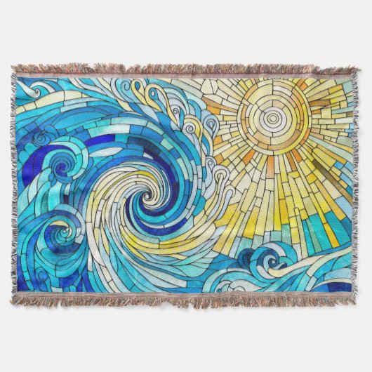 Couverture Ocean Wave Sun mosaïque art (Devant)