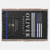 Couverture Officier de police| Ligne Bleue Mince Thème Noir (Devant)