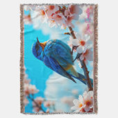Couverture Oiseau bleu azur sur branche de fleurs de cerisier (devant Vertical)