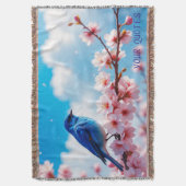 Couverture Oiseau bleu sur branche de fleurs de cerisier (devant Vertical)
