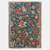 Couverture Oiseau et fleurs Perse Motif bleu rouge (devant Vertical)