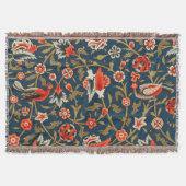 Couverture Oiseau et fleurs Perse Motif bleu rouge (Devant)