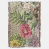 Couverture Oiseau Nid Floral Jardin Fleur Papillon Art (devant Vertical)