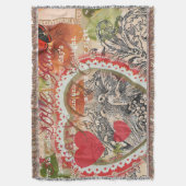 Couverture Oiseaux de l'amour Cœur Rouge Collage d'art (devant Vertical)