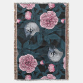 Couverture Oiseaux et fleurs de pivoines roses avec feuille (devant Vertical)