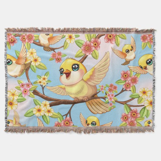 Couverture Oiseaux mignons et heureux parmi les fleurs du pri (Devant)