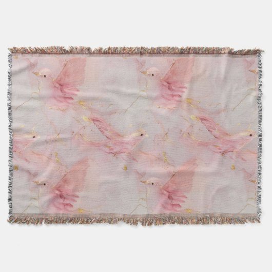Couverture Oiseaux roses blush doré (Devant)