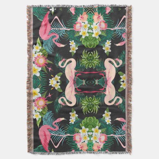 Couverture Oiseaux tropicaux Fleurs Flamant rose Paysage aqua (devant Vertical)