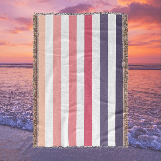 Couverture Ombre Beach Sunset Stripe Dusky Pink & Purples
