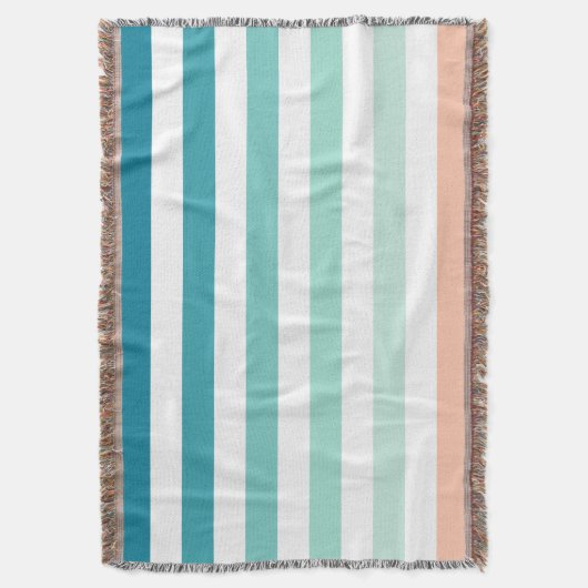 Couverture Ombre Sea Shore Stripe Mer Vert & Sable Rose (devant Vertical)