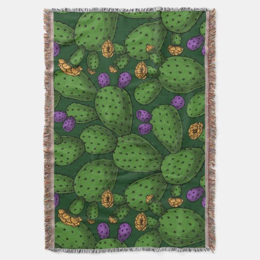 Couverture Opuntie de floraison sur vert foncé (devant Vertical)