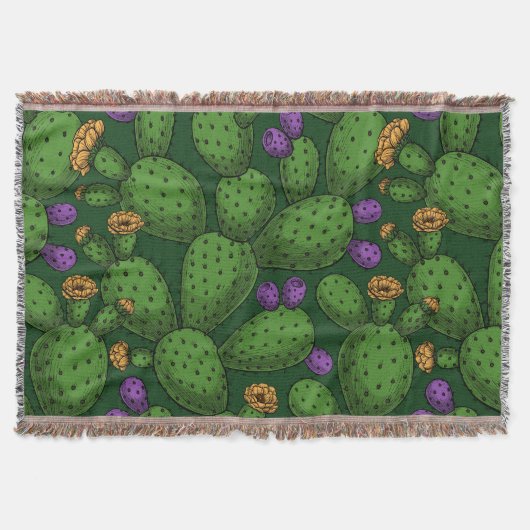 Couverture Opuntie de floraison sur vert foncé (Devant)