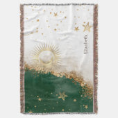 Couverture Or céleste Soleil Et Lune Étoiles Vert (devant Vertical)