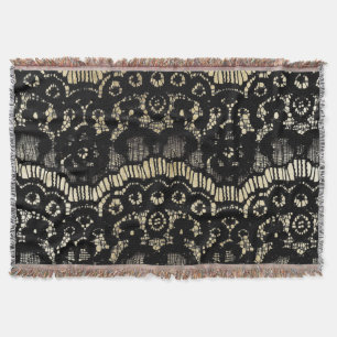 Couverture Or floral français élégant noir vintage de faux
