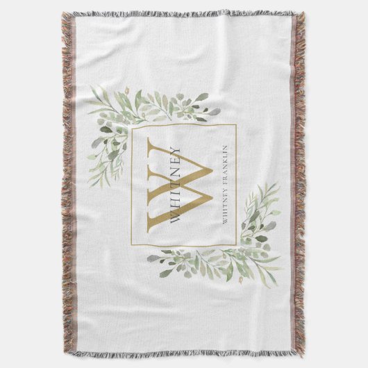 Couverture Or Monogramme Élégant Verdure Moderne (devant Vertical)