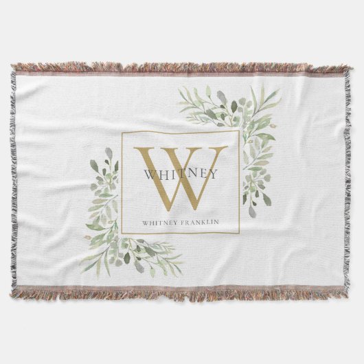 Couverture Or Monogramme Élégant Verdure Moderne (Devant)