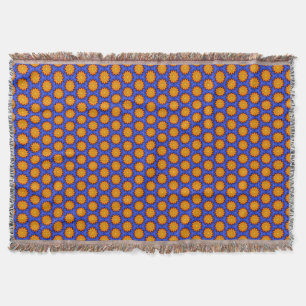 Couverture Orange Mandala Flowers sur fond bleu