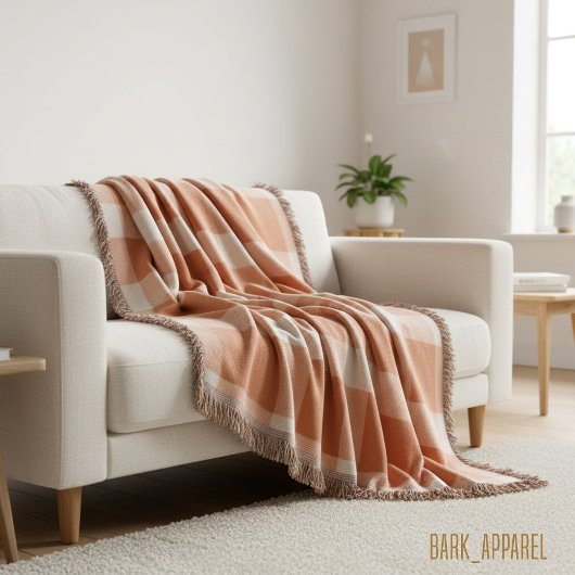 Couverture Orange rustique et crème Plaid de ferme Buffalo