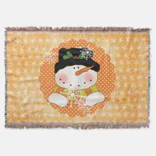 Couverture Orange Snowflake Snowman Holiday Thon