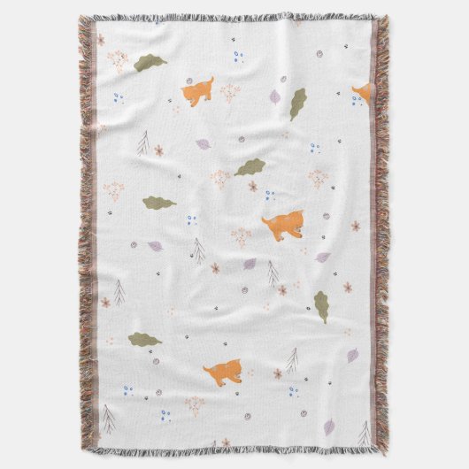 Couverture Orange Tabby et Motif Feuille (devant Vertical)