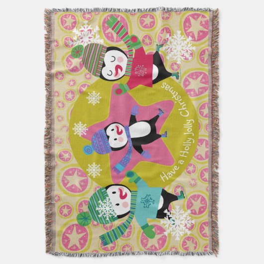 Couverture Orbes Rose Star Patinage Penguins Jeu de Vacances (devant Vertical)