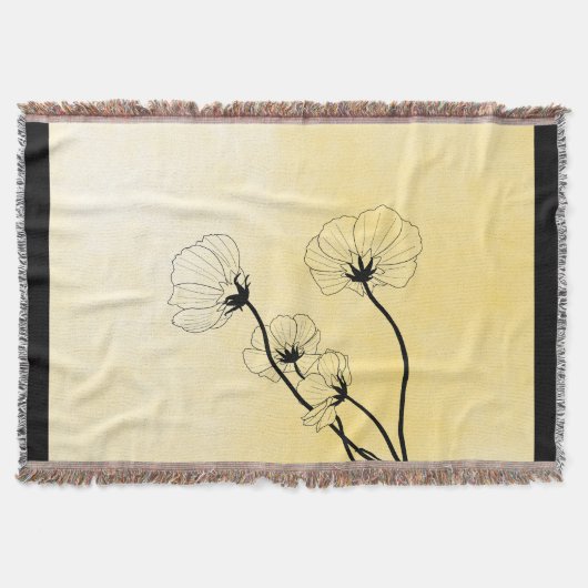Couverture orchid floral line art on yellow (Devant)