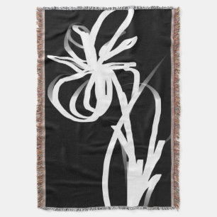 Couverture Orchidée Noir : Abstrait noir et blanc